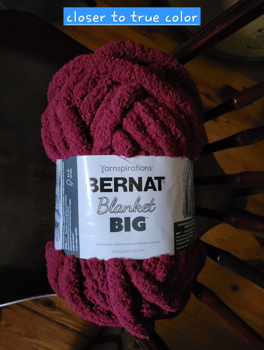 Yarnspirations Bernat Blanket Big Yarn Rich Burgundy 32 Yds 10.5 Oz  New